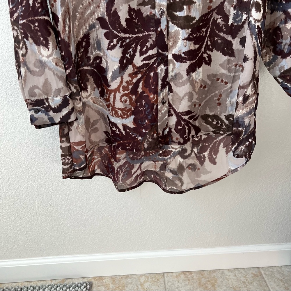 Bobeau Printed Button Down Blouse - image 7